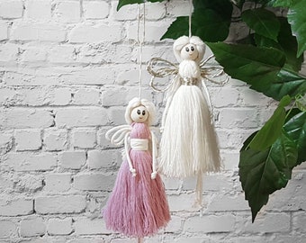 Scandinavian Christmas Macrame Angel Ornament, Nordic Holiday Swedish Christmas Angel Figurine, Christmas Gifts for Coworkers