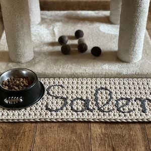 Personalised Cute Cat Food Mat,  Pink Pat Placemat, Dog Bowl Mat, Cat Feeding Mat, Cat Dad Gift