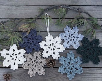 Nordic Holiday Decor, Swedish Snowflake Christmas Ornaments, Cute Cup Coasters Set, Stocking Filler for Parents