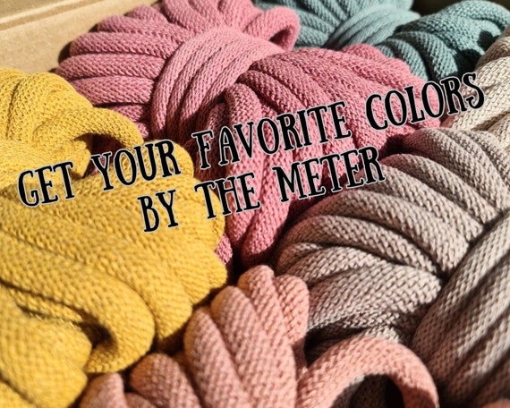 Bobbiny 9 mm Braided Macrame Cord from 1 m, Bobbiny Jumbo Rope, Recycled Cotton Yarn