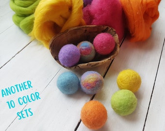 Rainbow Felted Wool Ball Cat Toys, Eco Friendly Cat Toy, Wool Pet Supplies Set, Gifts for Pets
