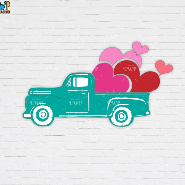 Love Truck SVG, Valentine's SVG, Valentine's Truck SVG, Love Jeep Clipart, Truck Hearts Valentine's Quote Digital File