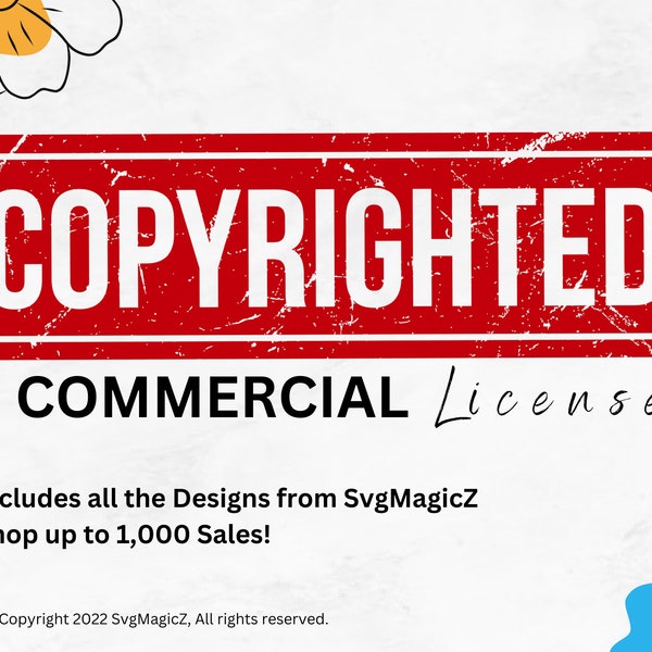Commercial License, One License for All Designs, Up to 1,000 Sales. One License Covers All Designs from The Our Shop