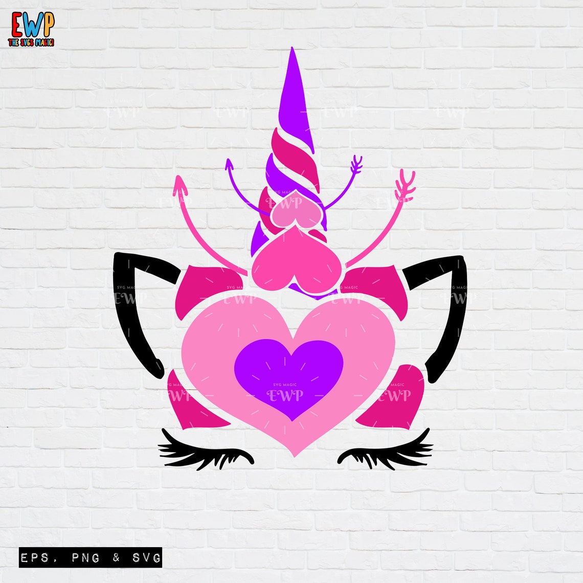 Valentine's Unicorn SVG Unicorn Hearts SVG Unicorn | Etsy
