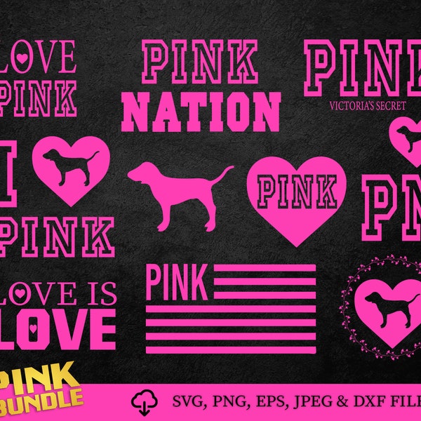 Love Pink SVG, Pink Valentine Bundle SVG, Love Pink Clipart, Love Pink Dog svg, Pink Nation, PN svg, eps, pdf, & png Digital Files