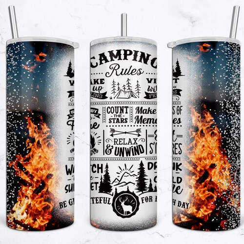 Camping Rules Tumbler Wrap Seamless Campfire Sublimation Etsy