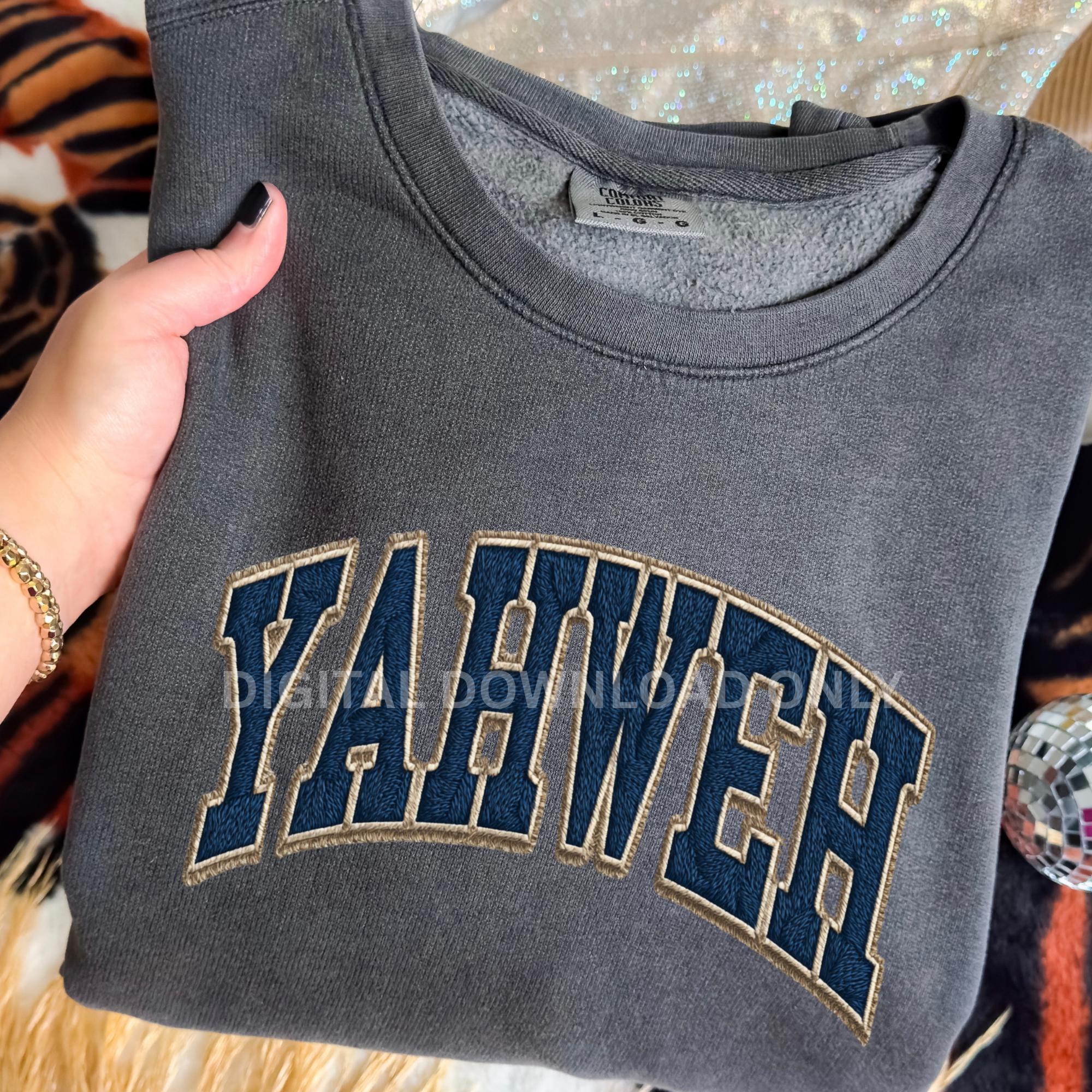 Yhwh Lettering Yahweh Varsity Arch PNG | Collegiate Embroidered Lettering Clipart for ...