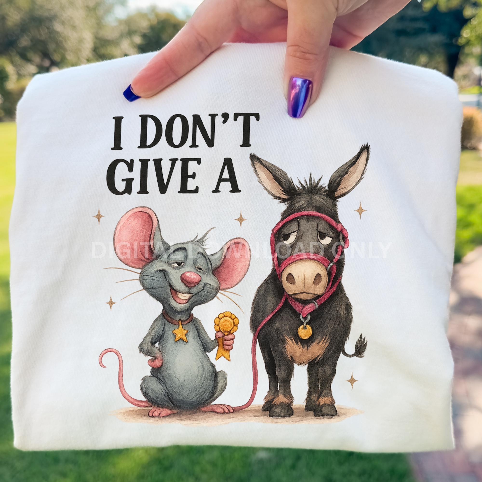 Funny Donkey Pun PNG | I Don’t Give A Mouse & Donkey Cartoon Clipart ...
