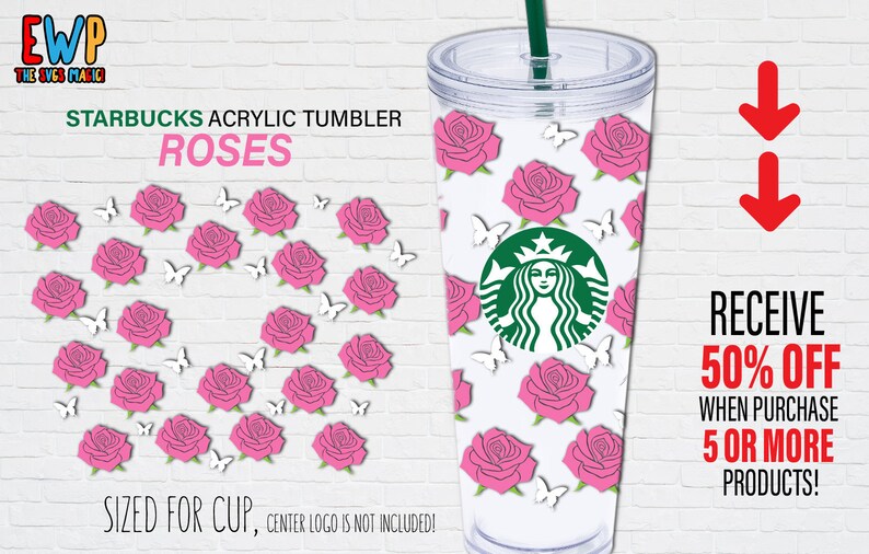 Download Seamless Starbucks Full Wrap Rose SVG Roses Starbuck Wrap ...
