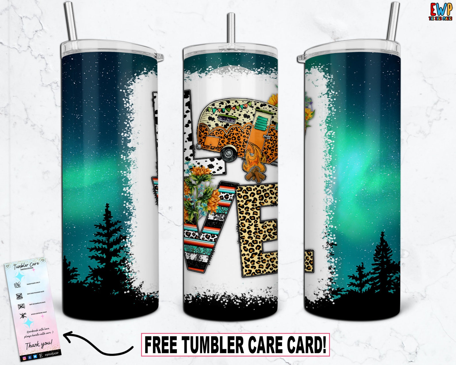 Camping Tumbler Wrap Love Camping Sublimation Tumbler Etsy Canada