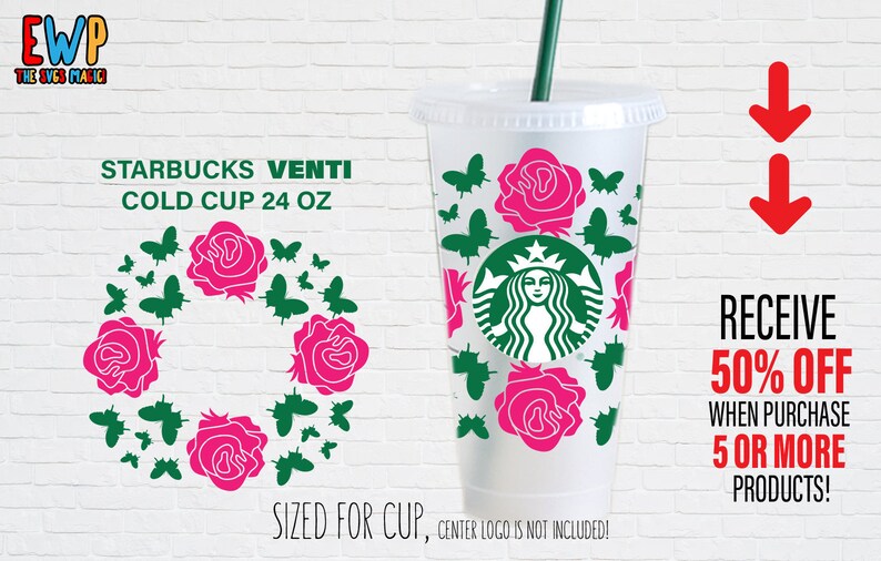 Download Roses and Butterfly Starbucks Cold Cup SVG Roses Butterfly ...
