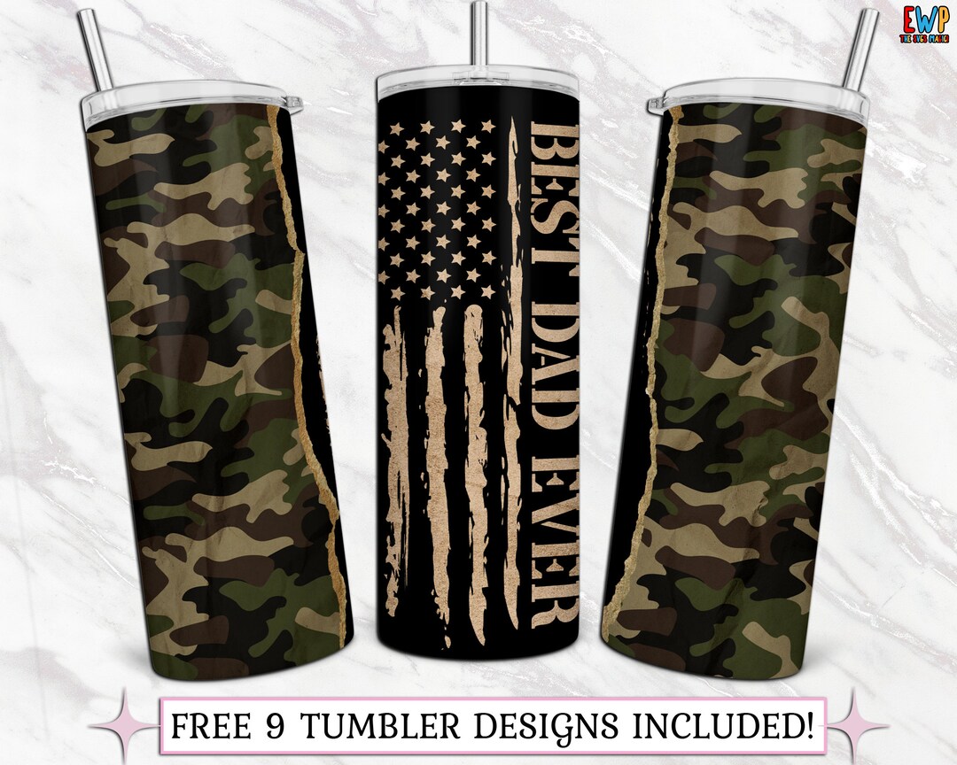 Father's Day Tumbler PNG Camouflage Best Dad Ever Seamless Sublimation ...