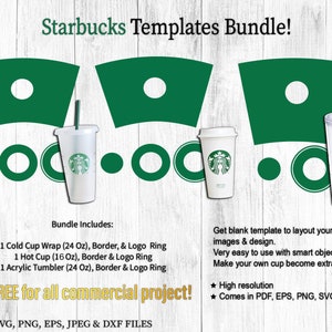 Special Starbucks Templates, Venti 24 Oz, Grande 16 Oz & Tumbler Cup 24 Oz | DIY SVG Full Wrap Template 100% correct Size, Starbucks Cup SVG