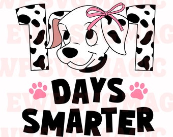 101 Days Smarter PNG, 101 Days of School Dalmatian Girl, Pink 101 Days Clipart, Digital Download, Back to School