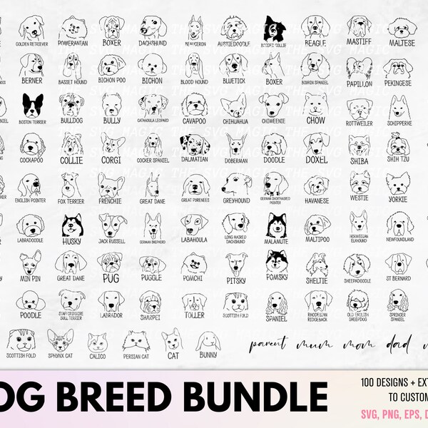 Dog mom SVG, Exclusive Dog SVG Bundle, Dog SVG, Dog breed svg, dog face Bundle svg, paw print Glowforge, Dog Breed Cut Files