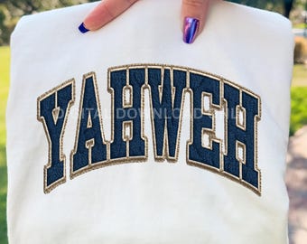 Yahweh Varsity Arch PNG | Collegiate Embroidered Lettering Clipart for Sublimation