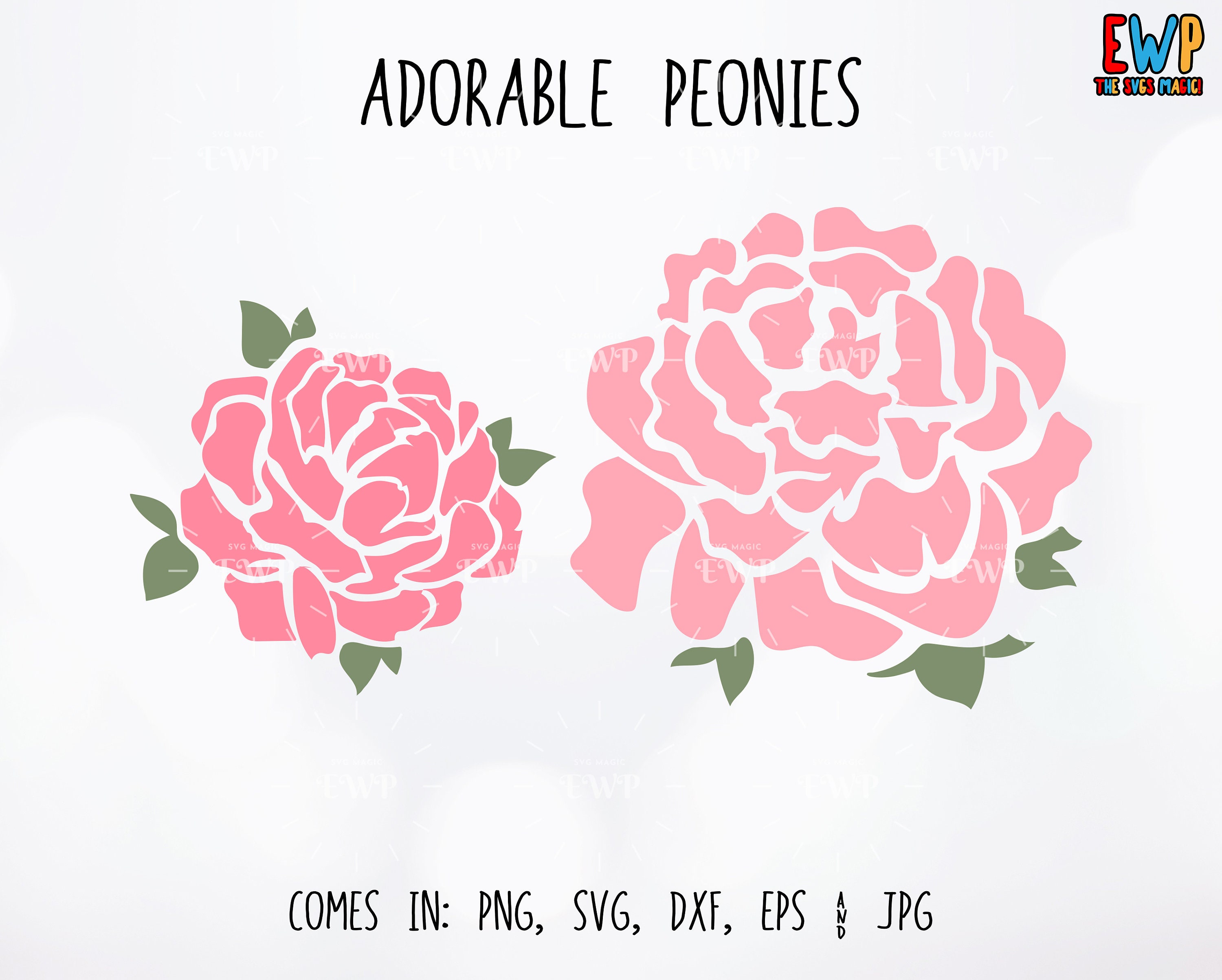 Peonies Svg Peonies Silhouette Svg Peony Svg Flowers Silhouette Svg