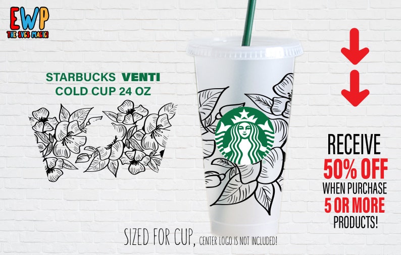 Download Starbucks Wrap SVG Floral Cold Cup DIY Venti Cup Instant ...