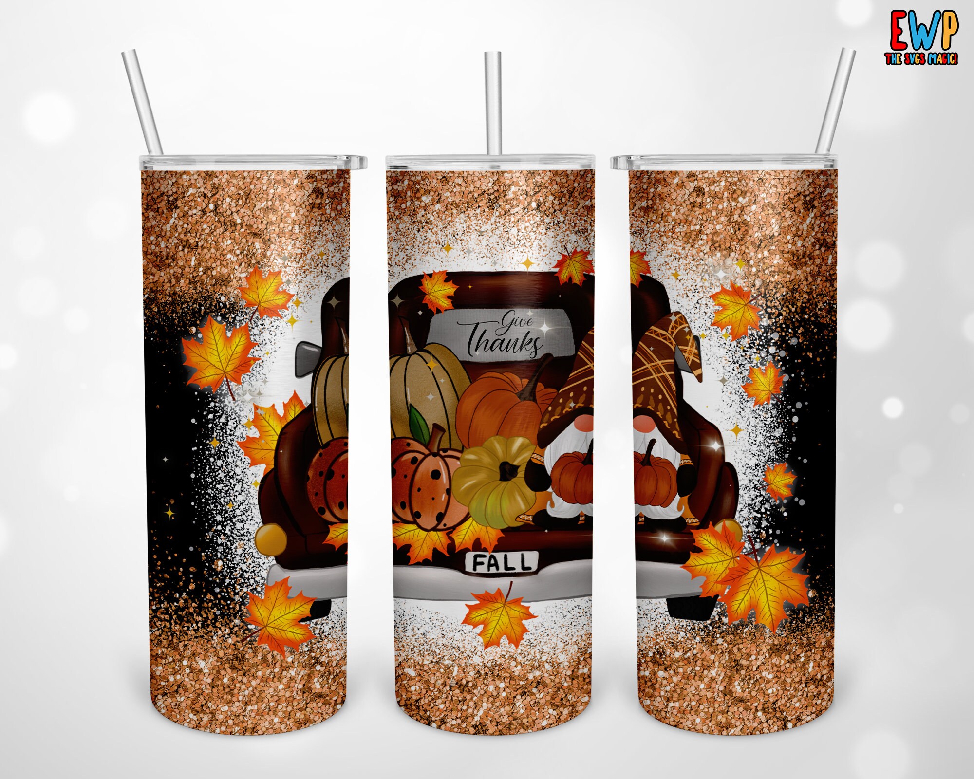 20 oz Skinny Tumbler Give Thanks Wrap Thanksgiving Tumbler Etsy