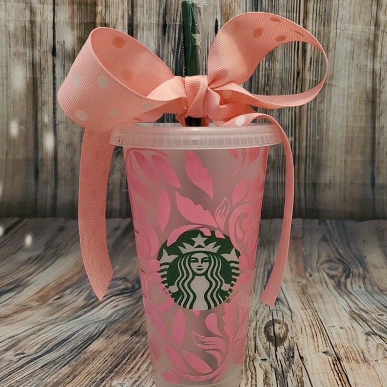 Download Full Wrap Starbucks Pink Floral Cold Cup SVG DYI Venti Cup ...