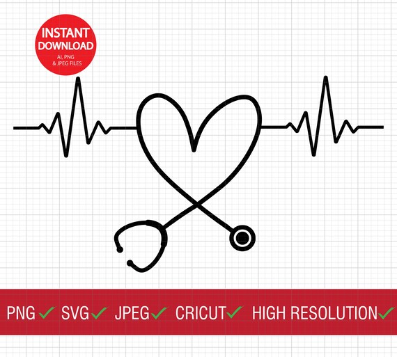 Stethoscope Heartbeat SVG Instant Digital Download For Etsy