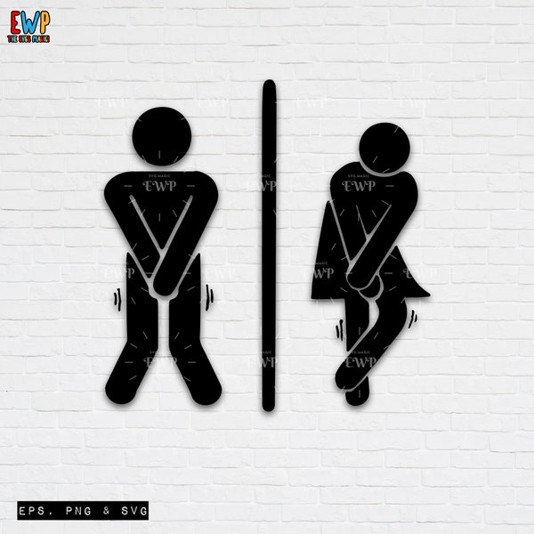 Restroom SVG | Toilet Sign SVG | Washroom Sign svg | Funny Male and Female Restaurant Washroom Clipart | Digital Downlaod