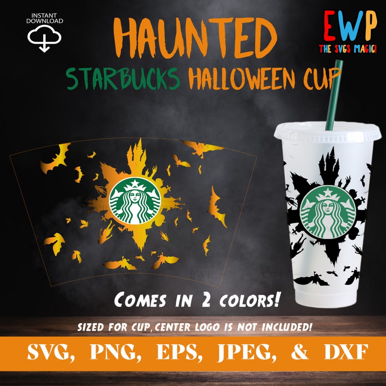 Download Haunted Halloween Starbuck Wrap SVG Cold Cup SVG DYI Venti ...