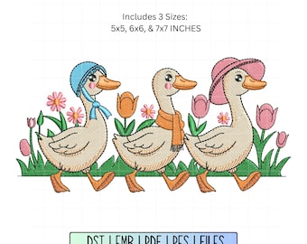 Cute Silly Goose Mini Three Sizes Machine Embroidery Design, Lovely Geese with Multiple Sizes Embroidery File | Unique Trending Geese Design