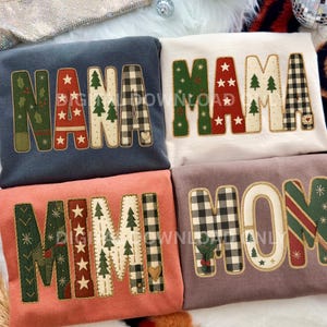 Christmas Mom Names PNG Bundle | Patchwork Felt Letters Clipart (mom, mama, mimi, nana) for Sublimation
