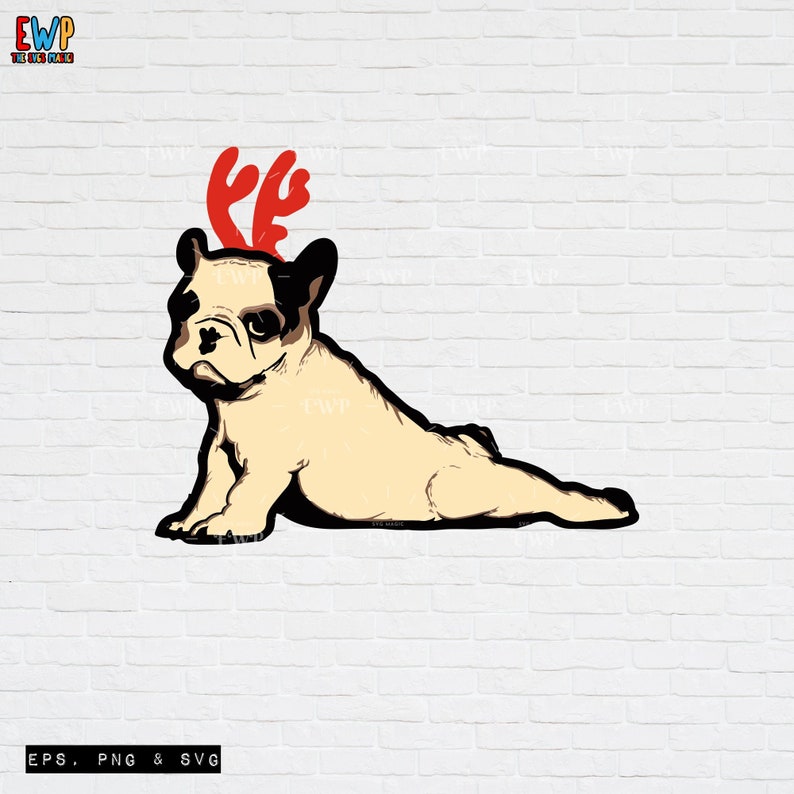 Download Pug Dog SVG Christmas Pug SVG Pug with Antler SVG Cute Dog ...