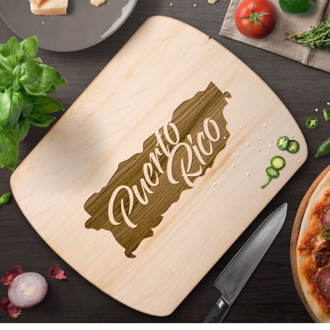 Puerto Rico Map Maple or Walnut Hardwood Cutting Board Puerto Rican