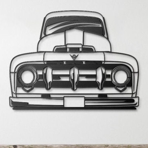 1951-1952 Ford F1 Pick Up Truck Metal Wall Art, Home Decor And Gifts, Car Lover Man Cave Decoration