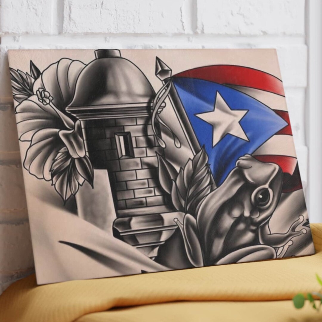 Puerto Rico Flag Glass Cutting Board, Puerto Rican Coqui Tempered Glass