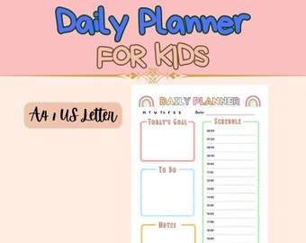 Colorful Rainbow Daily Planner for Kids and Family - Digital Download, Printable, A4 and US Letter, Organization for Children and Families