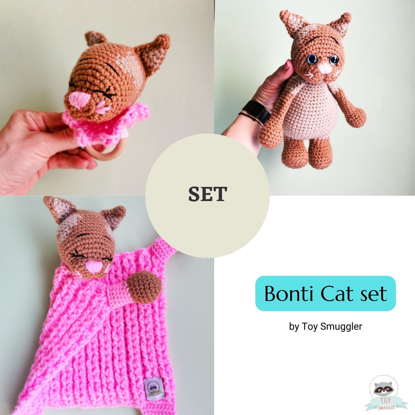 Bonti Cat SET - Amigurumi PDF Crochet Patterns - Rattle - Lovey - Toy ...