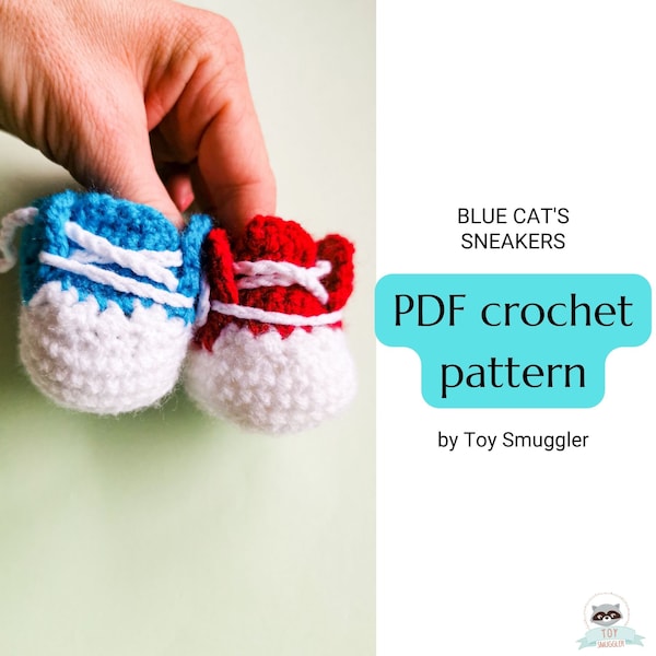 Blue Cat's Sneakers PDF crochet pattern - Pete, the Cat - Amigurumi step by step instruction tutorial