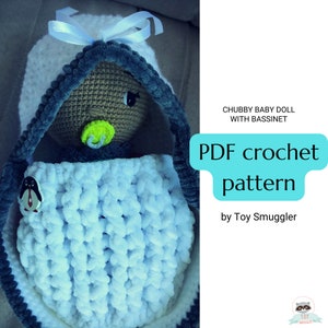 Chubby Baby Doll with Bassinet crochet pattern. Amigurumi PDF written tutorial. Cuddle toy. Girl Gift. Doll in Basket