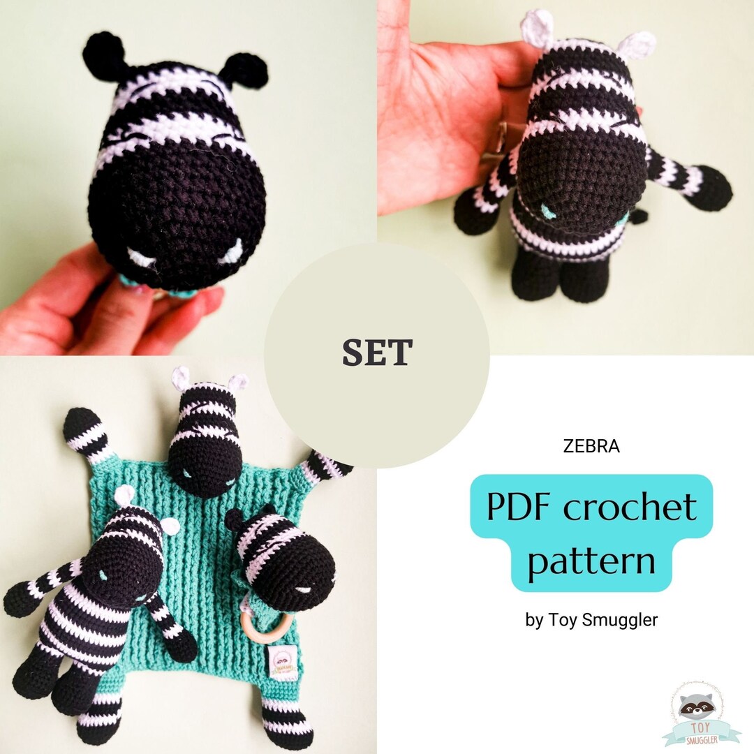 Zebra SET Amigurumi PDF Crochet Patterns Rattle Lovey Toy Tutorial With ...
