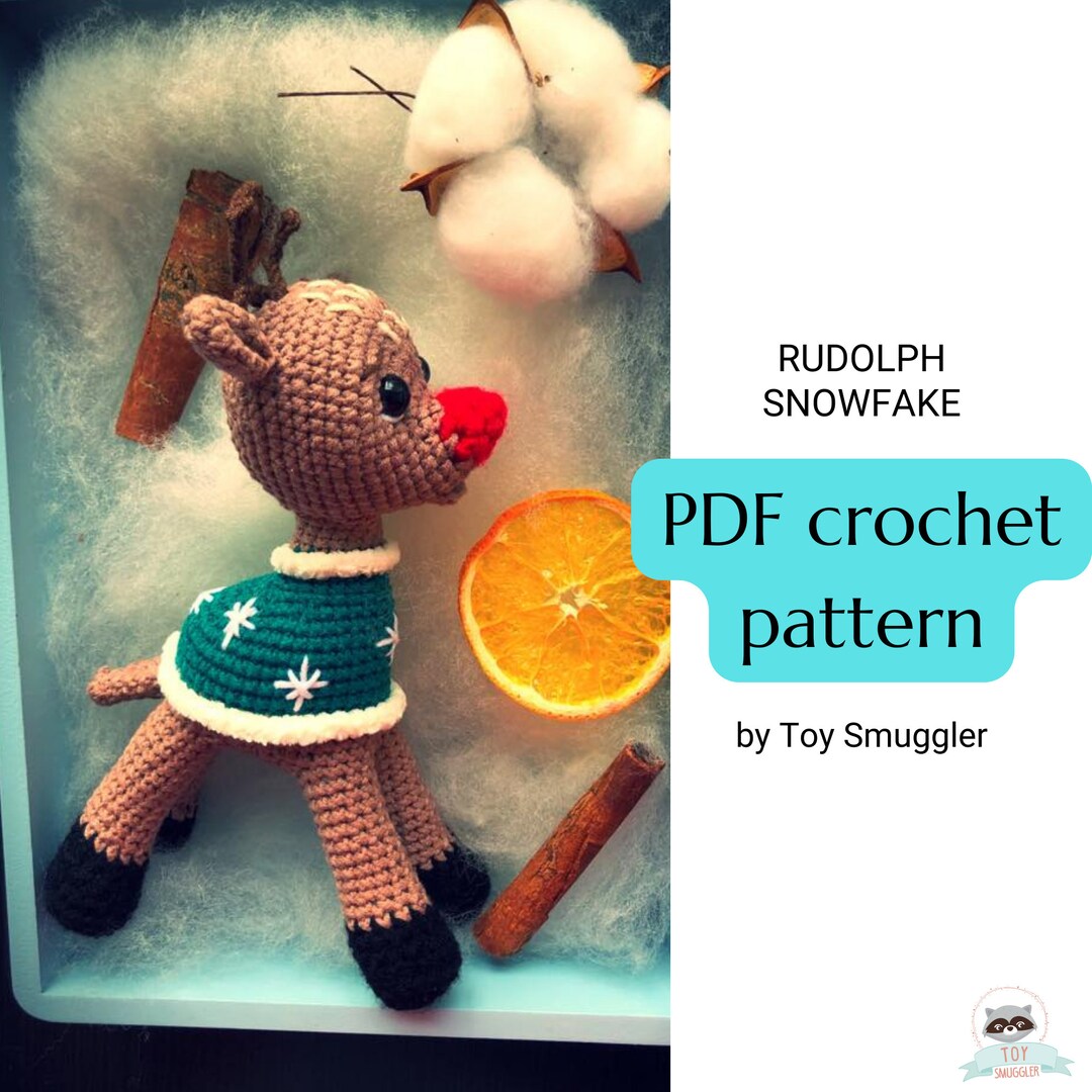 Rudolph Snowflake Crochet PATTERN. Amigurumi Step by Step Instructions ...
