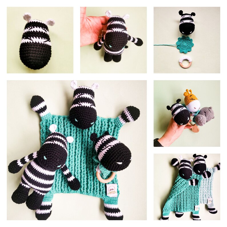 Zebra SET - Amigurumi PDF Crochet Patterns - Rattle - Lovey - Toy ...