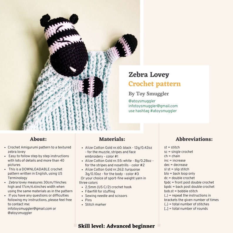 Zebra SET Amigurumi PDF Crochet Patterns Rattle Lovey - Etsy