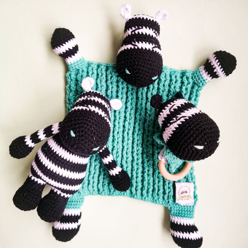 Zebra SET - Amigurumi PDF Crochet Patterns - Rattle - Lovey - Toy ...