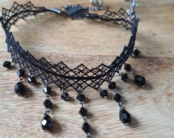 MINA ~ vintage detailed sturdy lace gothic choker dracula steampunk