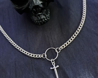 ROXY ~ faux poignard avec joint torique chaîne choker alternative grunge fairycore