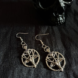 HAIL - goats head pentagram earrings punk goth grunge wiccan witchcraft