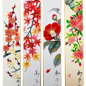 Pittura giapponese (dipinta a mano) su Tanzaku (cartoncino tradizionale giapponese)1
