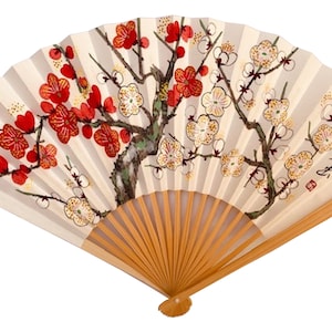 Ventaglio dipinto a mano - Fiori di prugno