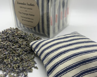 lavender sachet set of 5 blue ticking