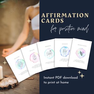 Affirmation Cards Printable, Manifestation Cards, Digital Download, Law of Attraction, Meditation, Personal Growth Gift, Digital Prints