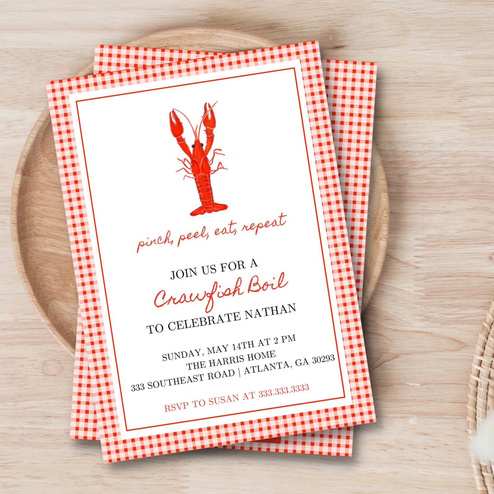 Crawfish Boil Invitation Crawfish Birthday Party Invite Crawfish Themed